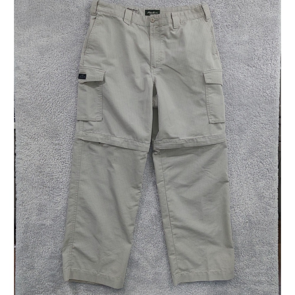 Eddie Bauer Cargo Pants Men's 36x32 Gray Utility Fit Convertible Ripstop Hiking‎